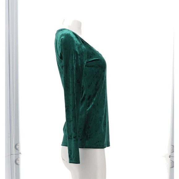 NWT SKINNYGIRL GIANA CRUSHED VELVET SQUARE NECK TOP BOTANICAL GARDEN GREEN MED. - Picture 8 of 13